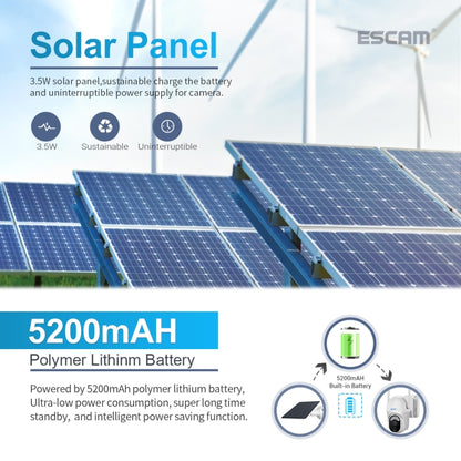 ESCAM QF103 3MP Cloud Storage PT WIFI PIR Alarm IP Camera with Solar Panel Battery Support Full Color Night Vision & Two Way Audio, QF103 - Shello's Creative Boutique