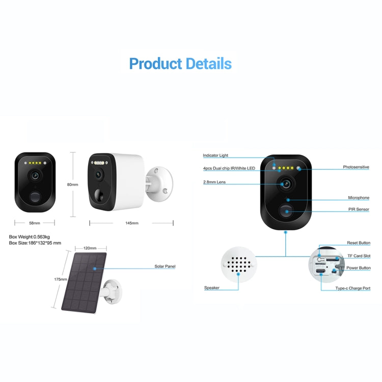 ESCAM QF370 3MP Cloud Storage PT WIFI Solar Panel IP Camera with PIR Alarm Support Night Vision & Two Way Audio, QF370 - Shello's Creative Boutique