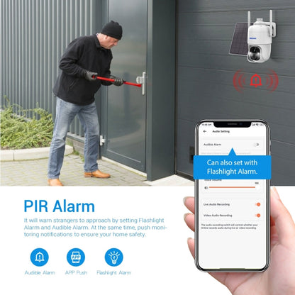 ESCAM G24 3MP WiFi Smart Night Vision Two-way Voice Intercom Solar Camera Support Full HD AI Recognition PIR Alarm, G24 SUNSKY