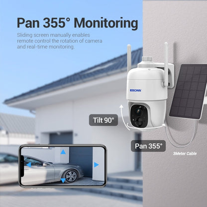 ESCAM G24 3MP WiFi Smart Night Vision Two-way Voice Intercom Solar Camera Support Full HD AI Recognition PIR Alarm, G24 SUNSKY