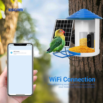ESCAM PT389 IP66 Waterproof 2MP PIR Motion Detection Two-way Audio Night Vision WiFi Camera with AI Bird Recognition Bird Watching House, PT389 SUNSKY