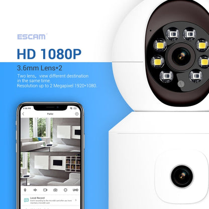ESCAM QF010 2x2MP Dual Lens Dual Screen Surveillance WiFi Camera Support Two-way Voice & Motion Detection, QF010 SUNSKY