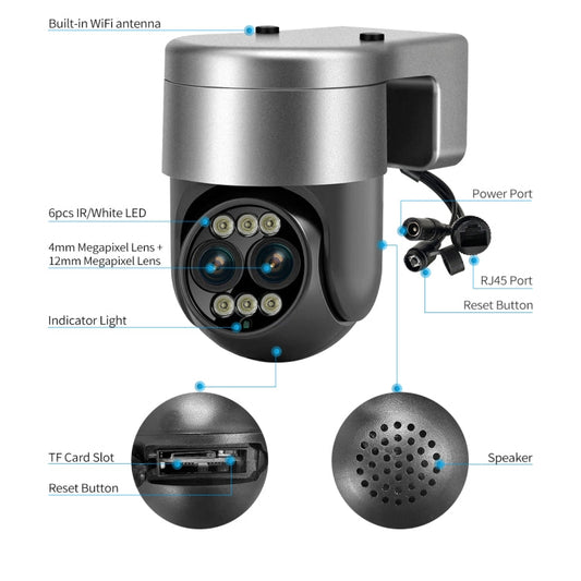 ESCAM G03 2x4MP Dual Lens Zoom 8X Dual Light Source WiFi Camera Support Two-way Voice & Motion Detection, EU Plug, US Plug, UK Plug, AU Plug SUNSKY