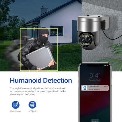 ESCAM G03 2x4MP Dual Lens Zoom 8X Dual Light Source WiFi Camera Support Two-way Voice & Motion Detection