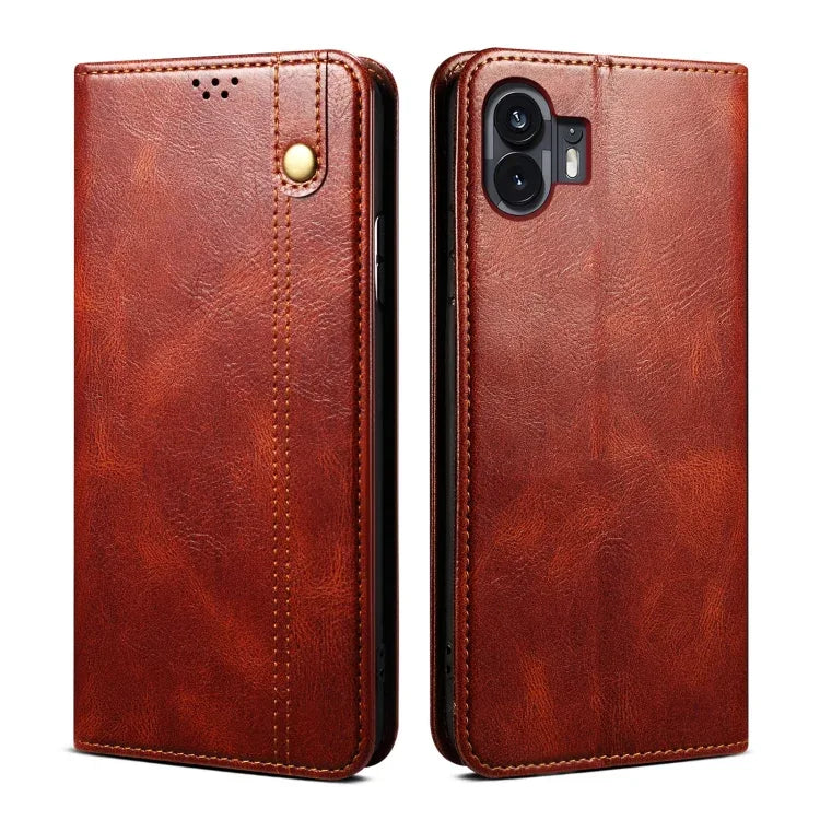 Oil Wax Crazy Horse Texture Leather Phone Case - Shello's Creative Boutique