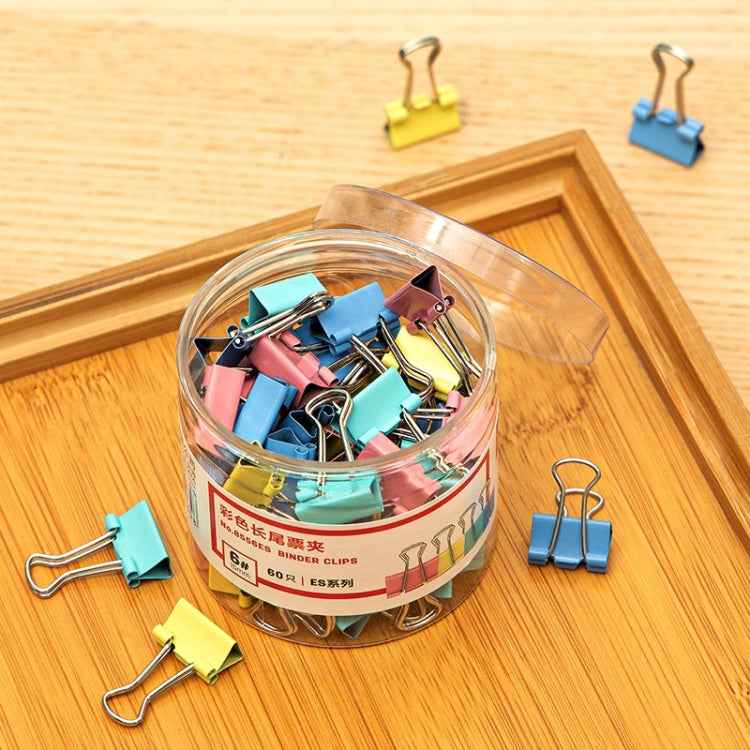Deli 8556ES60pcs / Box Colorful Binder Clip Bill Clip Dovetail Clip Metal Iron Bill Clip