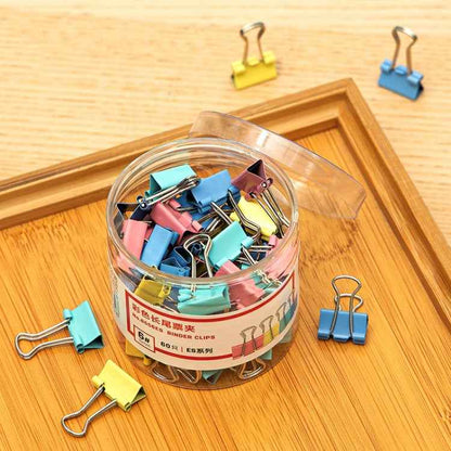Deli 8556ES60pcs / Box Colorful Binder Clip Bill Clip Dovetail Clip Metal Iron Bill Clip