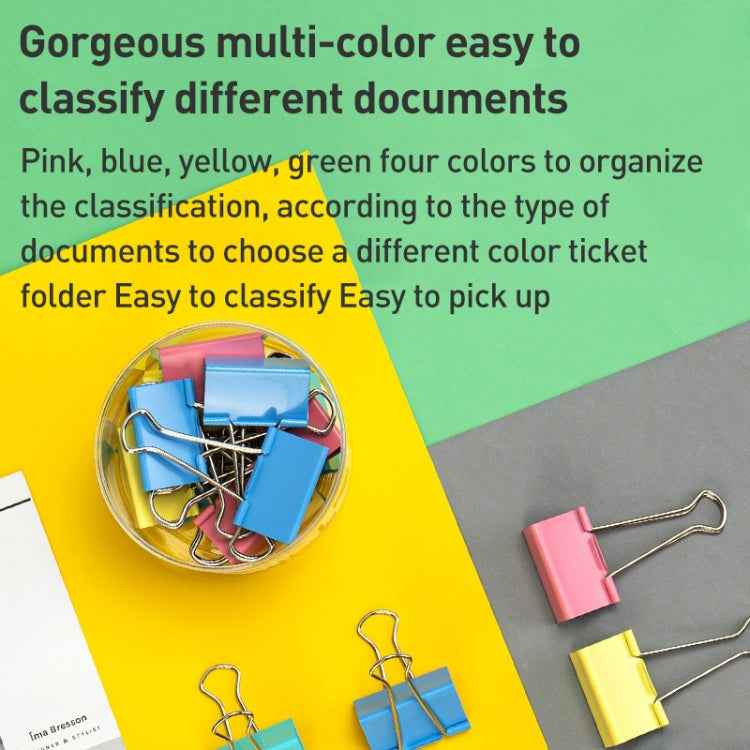 Deli 8556ES60pcs / Box Colorful Binder Clip Bill Clip Dovetail Clip Metal Iron Bill Clip