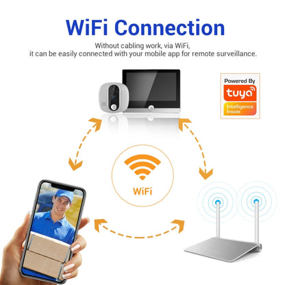 ESCAM C85 1080P 4.3 inch Smart WIFI Digital Door Viewer Supports Wide-Angle PIR & Night Vision & Dingdong Photo, C85 SUNSKY