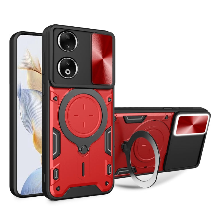 CD Texture Sliding Camshield Magnetic Holder Phone Case, For Honor X9b, For Honor 90 Lite 5G, For Honor 90 5G, For Honor Magic5 Pro