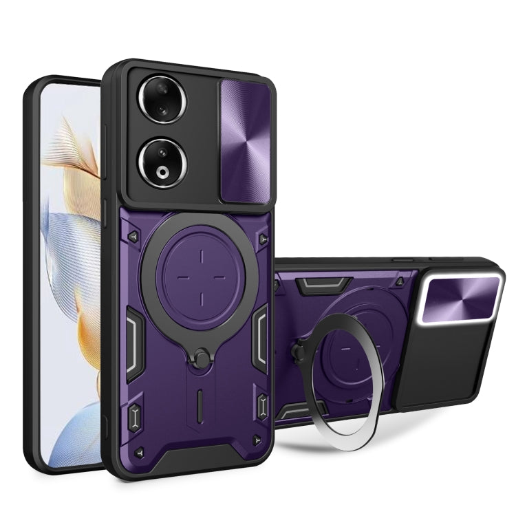 CD Texture Sliding Camshield Magnetic Holder Phone Case, For Honor X9b, For Honor 90 Lite 5G, For Honor 90 5G, For Honor Magic5 Pro