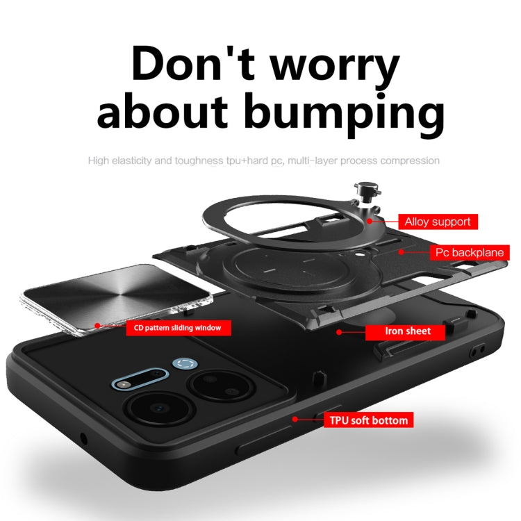 CD Texture Sliding Camshield Magnetic Holder Phone Case