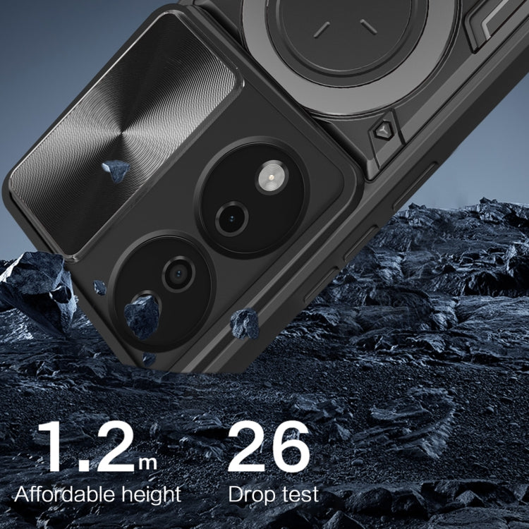 CD Texture Sliding Camshield Magnetic Holder Phone Case, For Honor X7b, For Honor X5 Plus, For Honor X9b, For Honor 90 Lite 5G - Shello's Creative Boutique