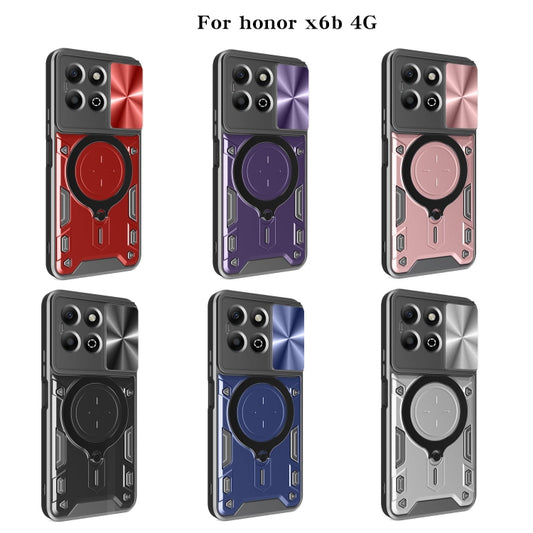 CD Texture Sliding Camshield Magnetic Holder Phone Case, For Honor X6b 4G, For Honor 200, For Honor 200 Pro, For Honor 200 Lite Global