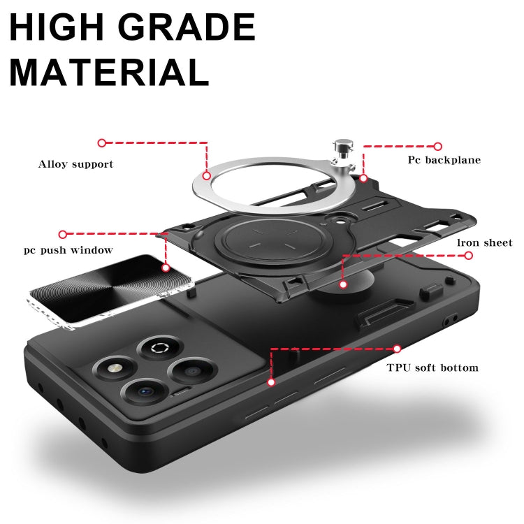 CD Texture Sliding Camshield Magnetic Holder Phone Case, For Honor X6b 4G, For Honor 200, For Honor 200 Pro, For Honor 200 Lite Global
