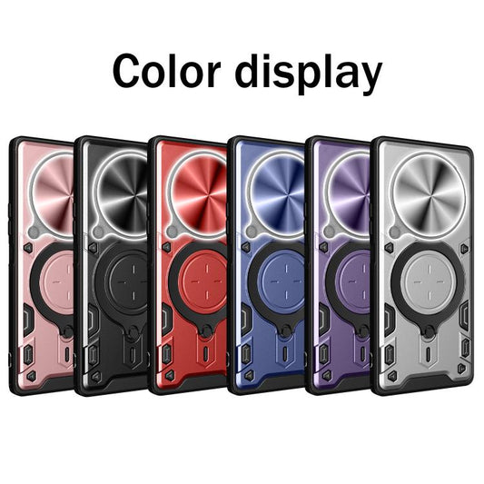 CD Texture Sliding Camshield Magnetic Holder Phone Case