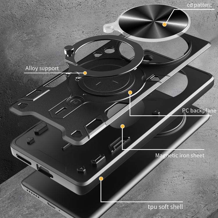 CD Texture Sliding Camshield Magnetic Holder Phone Case