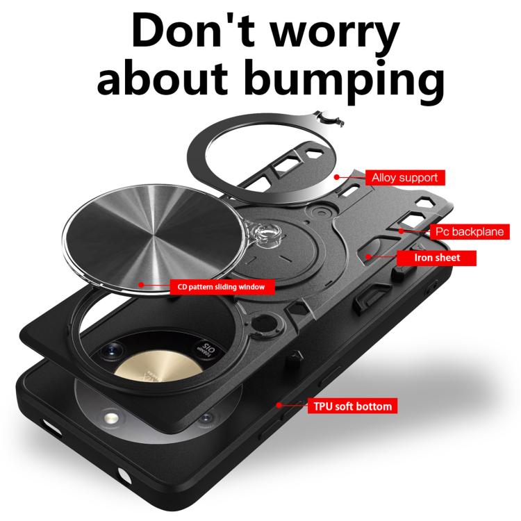 CD Texture Sliding Camshield Magnetic Holder Phone Case