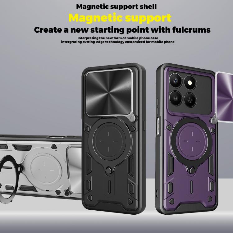 CD Texture Sliding Camshield Magnetic Holder Phone Case, For Honor 400 Smart / X7d 5G Global, For Honor 400 Pro Global 160.8mm, For Honor 400 Lite Global, For Honor 400 Global 156.5mm - Shello's Creative Boutique