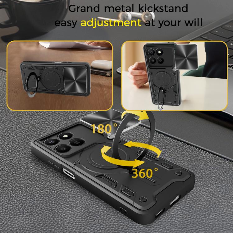 CD Texture Sliding Camshield Magnetic Holder Phone Case, For Honor 400 Smart / X7d 5G Global, For Honor 400 Pro Global 160.8mm, For Honor 400 Lite Global, For Honor 400 Global 156.5mm - Shello's Creative Boutique