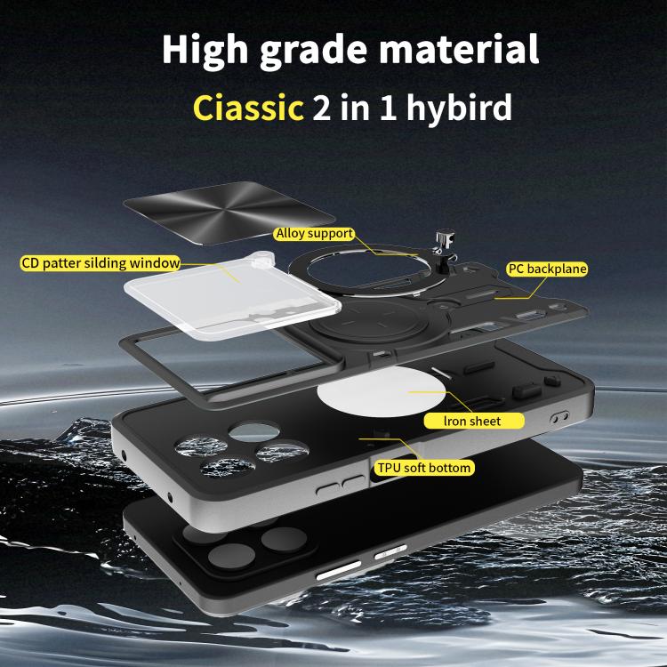 CD Texture Sliding Camshield Magnetic Holder Phone Case, For Honor 400 Smart / X7d 5G Global, For Honor 400 Pro Global 160.8mm, For Honor 400 Lite Global, For Honor 400 Global 156.5mm - Shello's Creative Boutique
