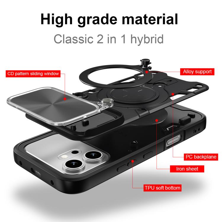 CD Texture Sliding Camshield Magnetic Holder Phone Case, For Honor 600 / 600 Pro Global, For Honor 600 Lite Global, For Honor Magic8 Pro 5G, For Honor X9d 5G / X70 5G - Shello's Creative Boutique