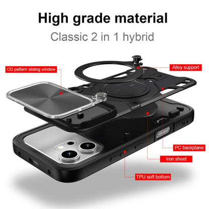 CD Texture Sliding Camshield Magnetic Holder Phone Case, For Honor 600 / 600 Pro Global, For Honor 600 Lite Global, For Honor Magic8 Pro 5G, For Honor X9d 5G / X70 5G - Shello's Creative Boutique