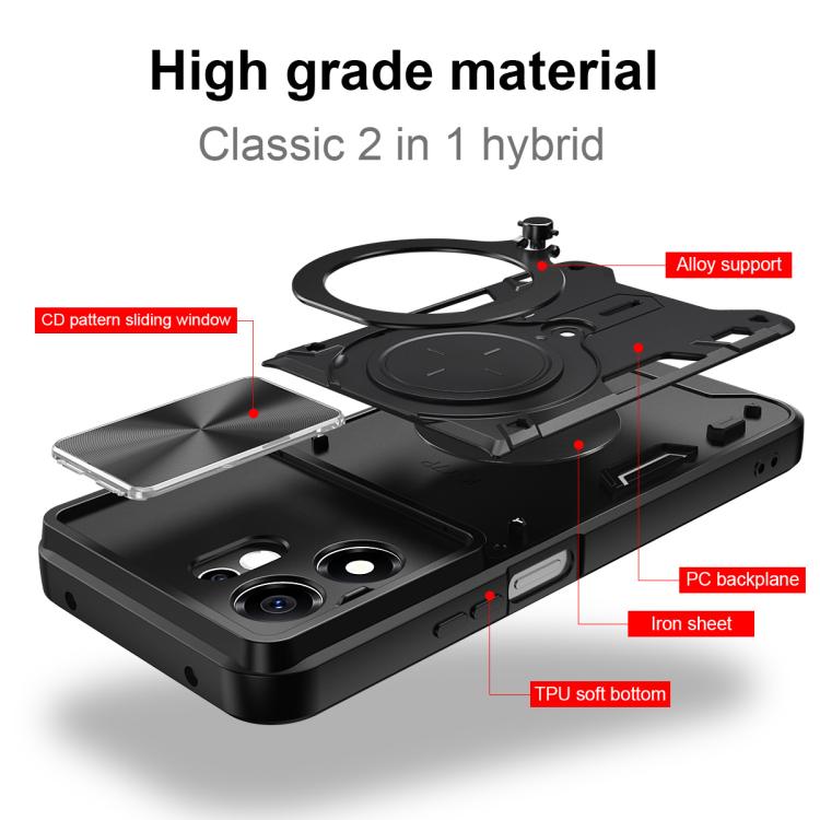 CD Texture Sliding Camshield Magnetic Holder Phone Case, For Honor 600 Smart 5G, For Honor 600 / 600 Pro Global, For Honor 600 Lite Global, For Honor Magic8 Pro 5G
