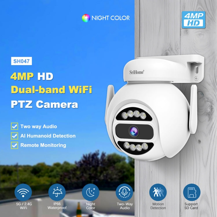 SriHome SH047 4MP IP66 Waterproof Motion Detection Night Vision WiFi HD Camera, SH047 - Shello's Creative Boutique