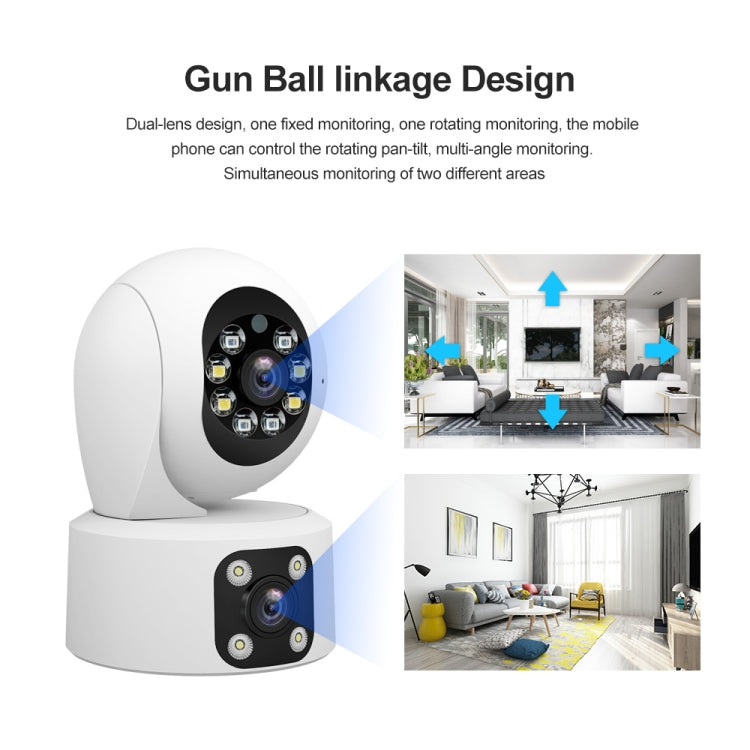 SriHome SH049 2MP + 2MP Humanoid Tracking Smart Night Vision Dual Lens HD IP Camera, SH049 SUNSKY