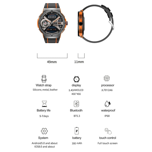 LEMFO HK52 1.43 inch BT5.3 IP68 Sport Smart Watch, Support Bluetooth Call / Message Notification / Heart Rate / Blood Pressure Health Monitor - Shello's Creative Boutique