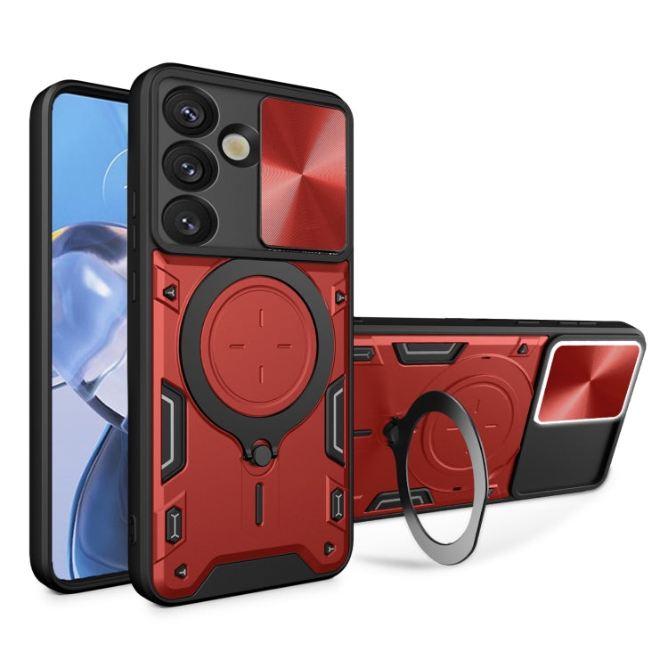 CD Texture Sliding Camshield Magnetic Holder Phone Case, For Samsung Galaxy S25 Edge 5G, For Samsung Galaxy S25 5G, For Samsung Galaxy S25+ 5G, For Samsung Galaxy S25 Ultra 5G - Shello's Creative Boutique