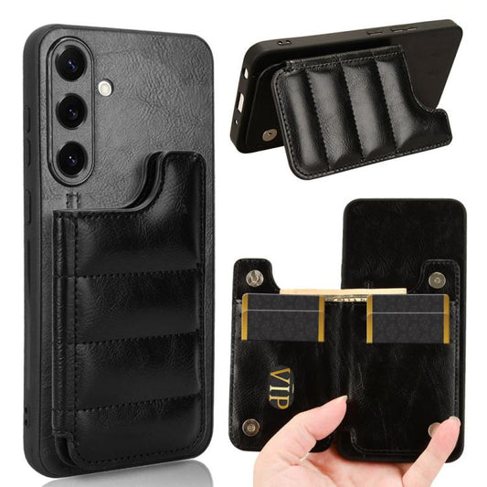 Cow Pattern Sewing Card Bag Phone Case, For Samsung Galaxy S25 5G, For Samsung Galaxy S25+ 5G, For Samsung Galaxy S25 Ultra 5G - Shello's Creative Boutique
