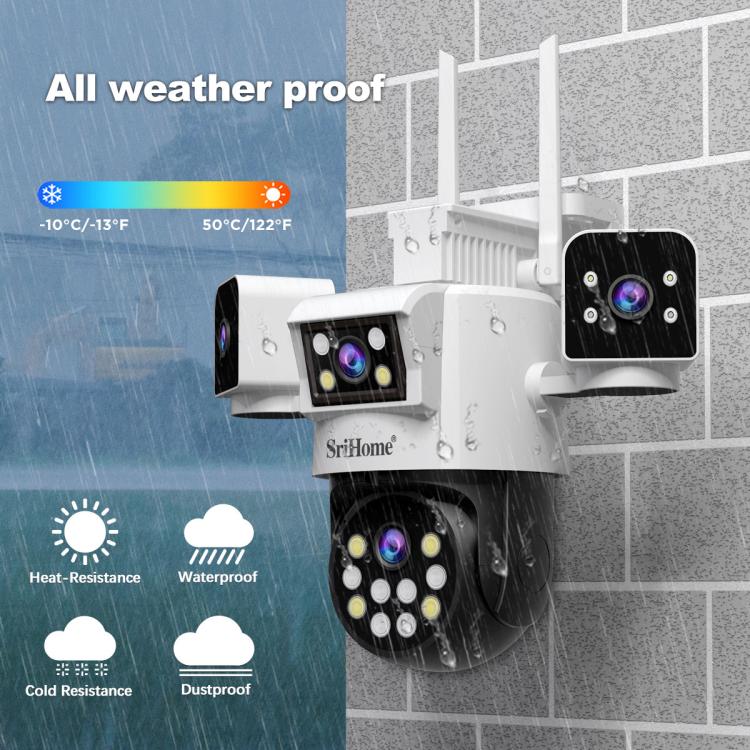 SriHome SH066 8MP HD Quad Lens Security Camera, Support Full Color Night Vision / Two-way Audio, EU Plug, US Plug, UK Plug, AU Plug SUNSKY