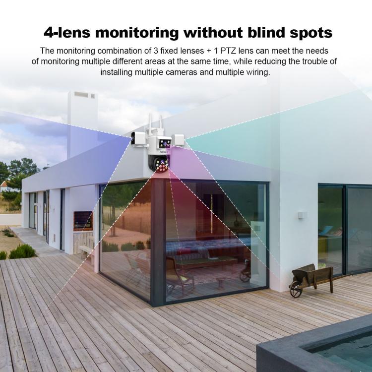 SriHome SH066 8MP HD Quad Lens Security Camera, Support Full Color Night Vision / Two-way Audio, EU Plug, US Plug, UK Plug, AU Plug SUNSKY