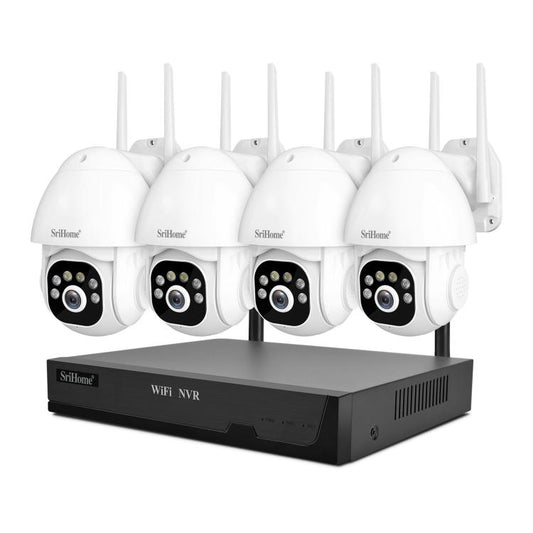 SriHome NVS001E-IPC039B 5MP 4CH HD NVR Wireless Cameras Set, US Plug, EU Plug, AU Plug, UK Plug