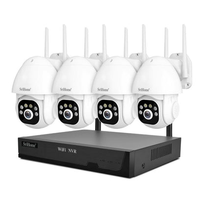 SriHome NVS001E-IPC039B 5MP 4CH HD NVR Wireless Cameras Set, US Plug, EU Plug, AU Plug, UK Plug
