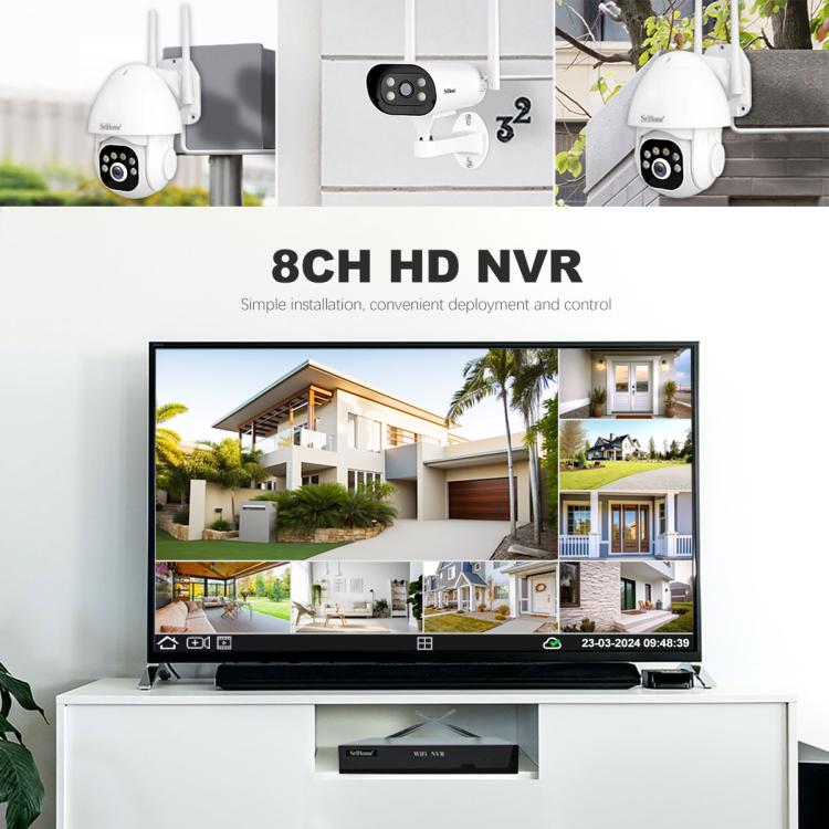 SriHome NVS001E-IPC039B 5MP 4CH HD NVR Wireless Cameras Set, US Plug, EU Plug, AU Plug, UK Plug