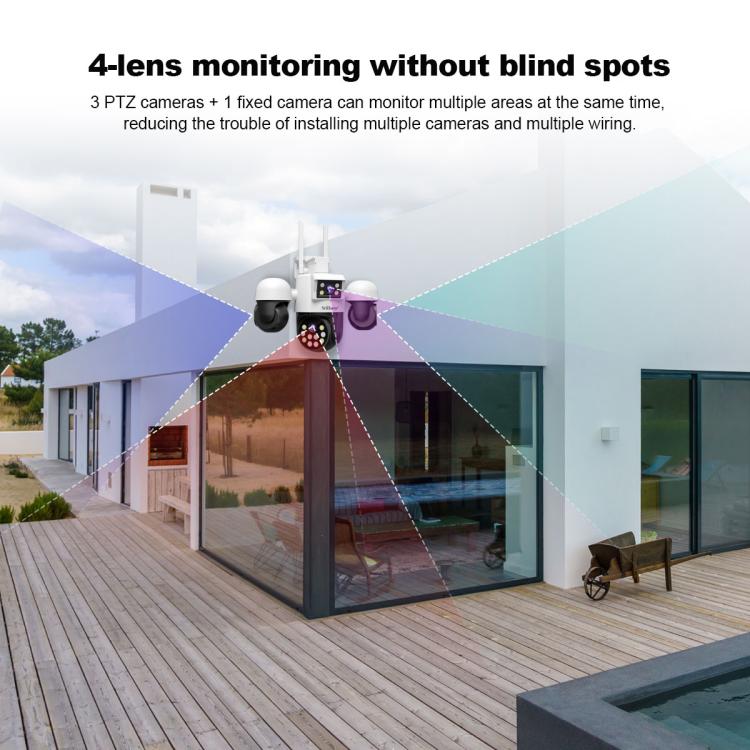 SriHome SH069 8MP 3X Digital Zoom HD Quad-lens Security Camera, US Plug, EU Plug, AU Plug, UK Plug SUNSKY