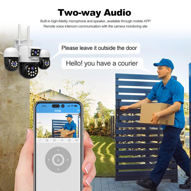 SriHome SH069 8MP 3X Digital Zoom HD Quad-lens Security Camera, US Plug, EU Plug, AU Plug, UK Plug SUNSKY