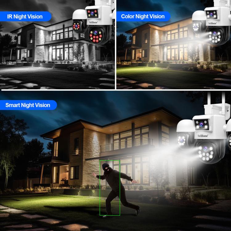 SriHome SH069 8MP 3X Digital Zoom HD Quad-lens Security Camera, US Plug, EU Plug, AU Plug, UK Plug SUNSKY