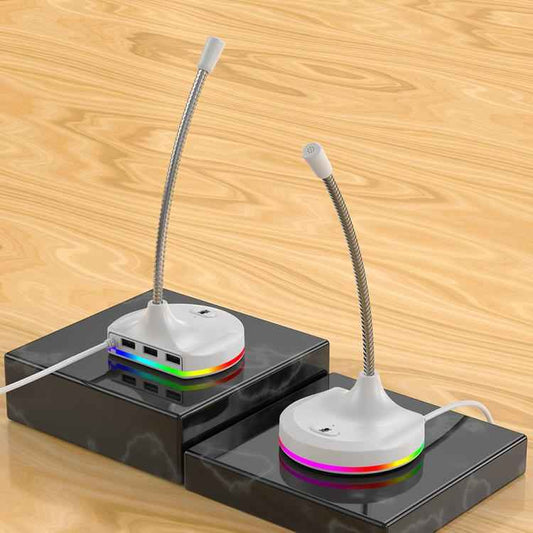 USB Multi-function Microphone RGB Light Built-in Sound Card
