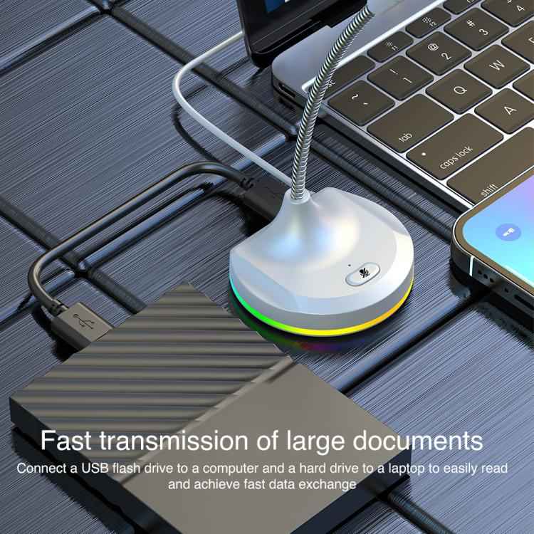 USB Multi-function Microphone RGB Light Built-in Sound Card