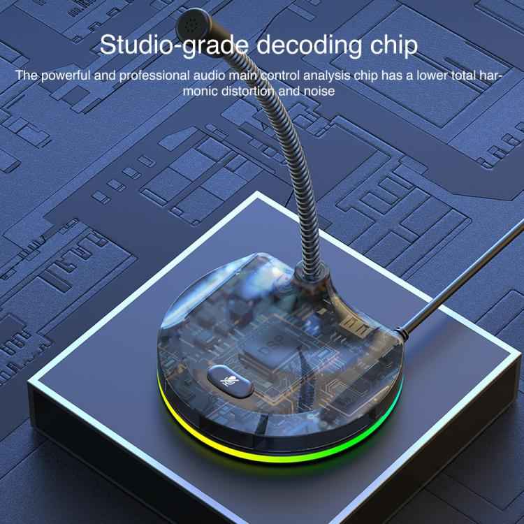 USB Multi-function Microphone RGB Light Built-in Sound Card