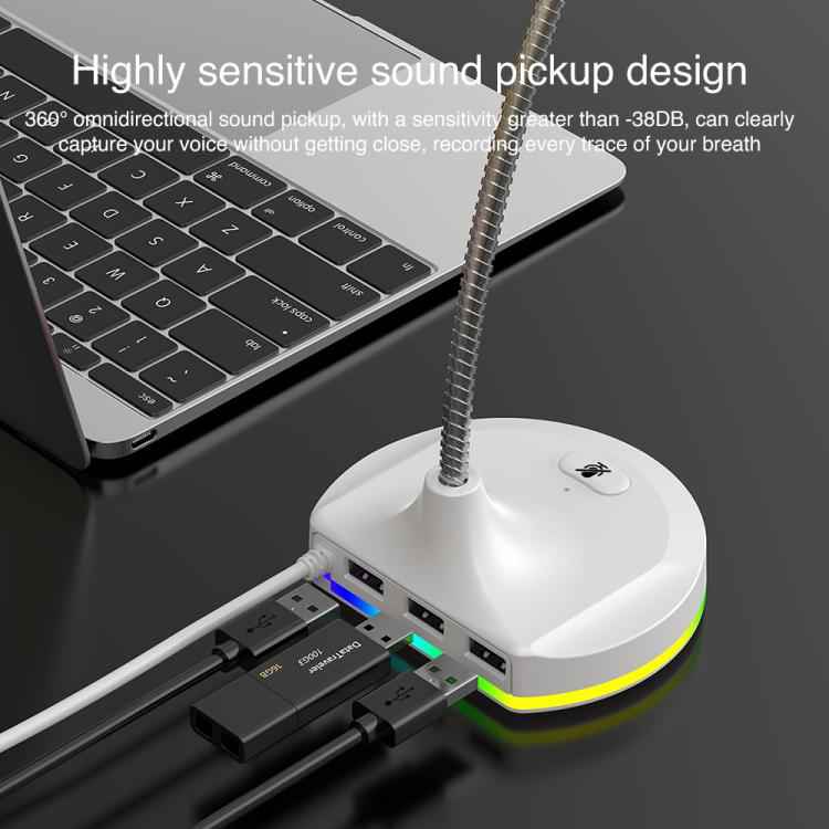 USB Multi-function Microphone RGB Light Built-in Sound Card