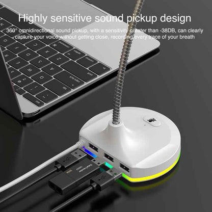 USB Multi-function Microphone RGB Light Built-in Sound Card