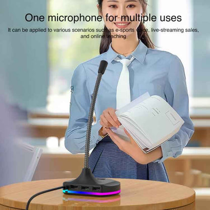 USB Multi-function Microphone RGB Light Built-in Sound Card