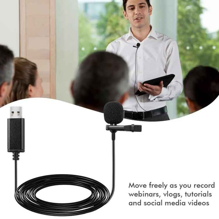 USB Interface Lavalier Microphone for Laptop Live Conference Recording