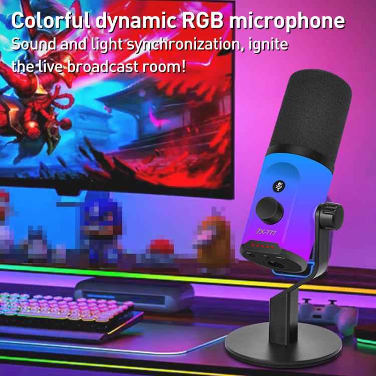XTUGA ZX-777 XLR / USB-C Dynamic Microphone RGB Light Noise Reduction for Live