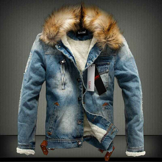 Men’s Thick Style Jeans Jacket Coat – Rugged and Timeless